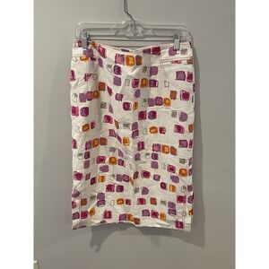 Miles & Spa Pencil Skirt Italian‎ Size 46 US 10 White Pastel Artsy Made in Italy